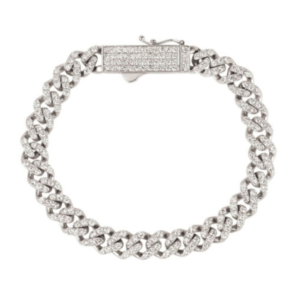 5.00 Carat Natural Diamond Miami Cuban Bracelet G SI 14K White Gold 7''